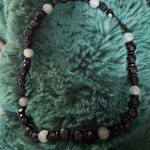 Green Aventurine and black bead wrap around bracelet